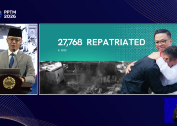 Menlu dalam Pernyataan Pers Tahunan Menteri Luar Negeri (PPTM) 2026 di Jakarta, Rabu (14/01/2026). / Setneg