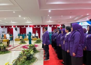 Wali Kota Balikpapan, Rahmad Mas’ud, saat pelantikan pengurus TP PKK dan Tim Pembina Posyandu di Balai Kota Rabu (14/1/2026).(foto: Niken/Kaltiminsert.com.)