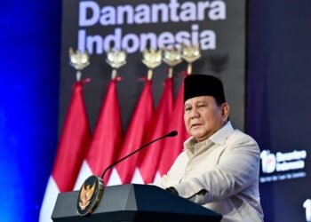 Presiden Prabowo Subianto saat menghadiri acara tasyakuran Hari Ulang Tahun (HUT) ke-1 Danantara Indonesia yang digelar di Wisma Danantara, Jakarta, Rabu (11/03/2026). (BPMI Setpres)